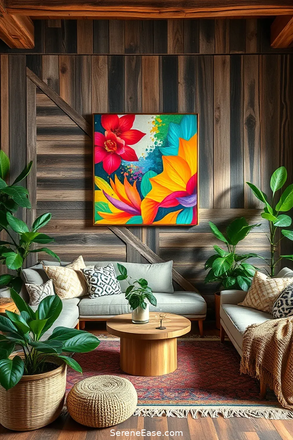 16 Ways to Incorporate Bold and Bright Colors in Your Rustic Living Room Style 3 Incorporate Colorful Artwork for 16 Ways to Incorporate Bold and Bright Colors in Your Rustic Living Room Style