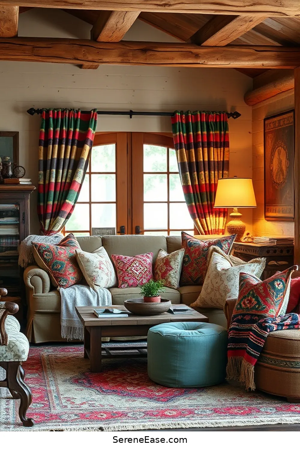 16 Ways to Incorporate Bold and Bright Colors in Your Rustic Living Room Style 14 Mix and Match Colorful Fabrics for 16 Ways to Incorporate Bold and Bright Colors in Your Rustic Living Room Style