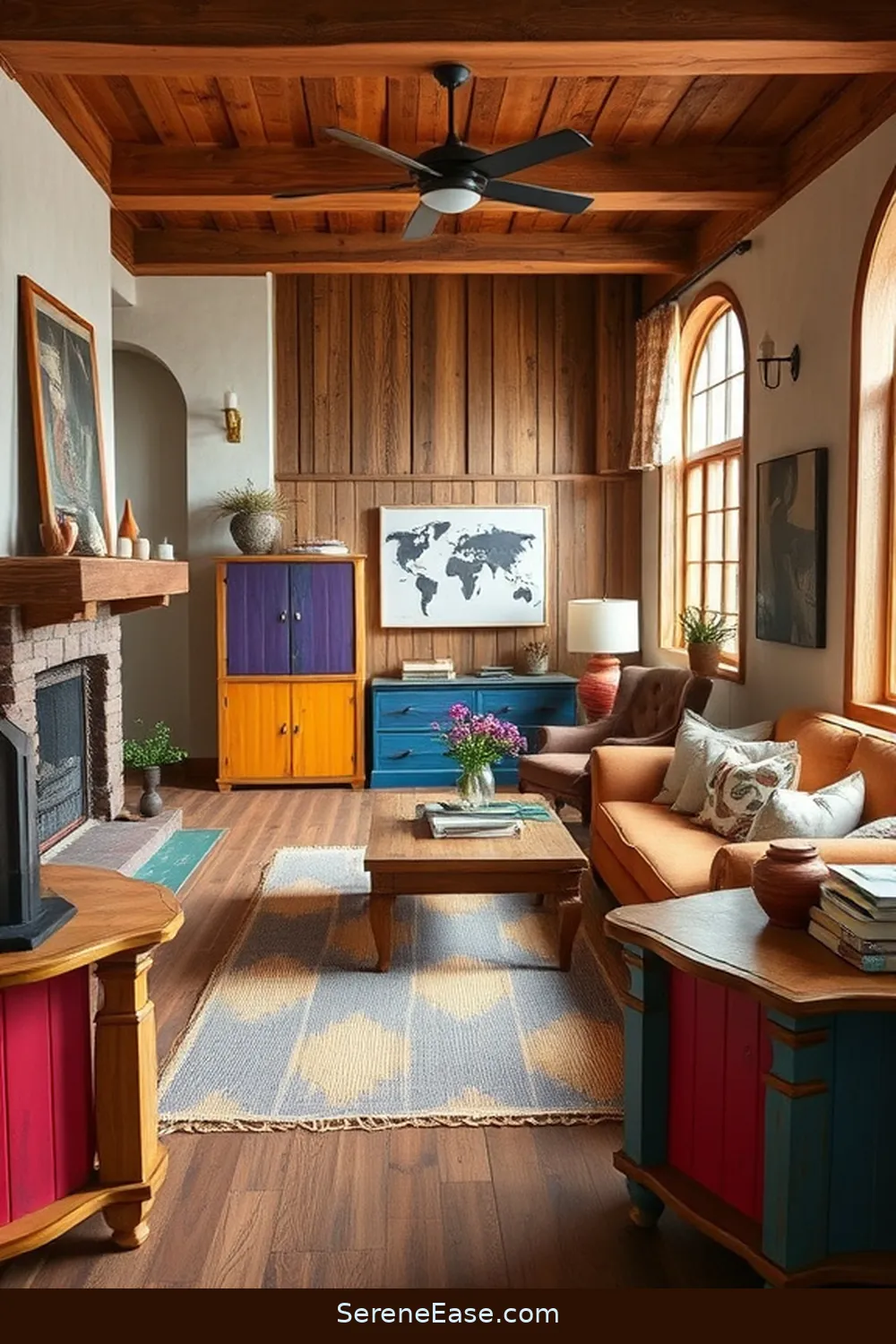 16 Ways to Incorporate Bold and Bright Colors in Your Rustic Living Room Style 11 Paint or Stain Rustic Furniture for 16 Ways to Incorporate Bold and Bright Colors in Your Rustic Living Room Style