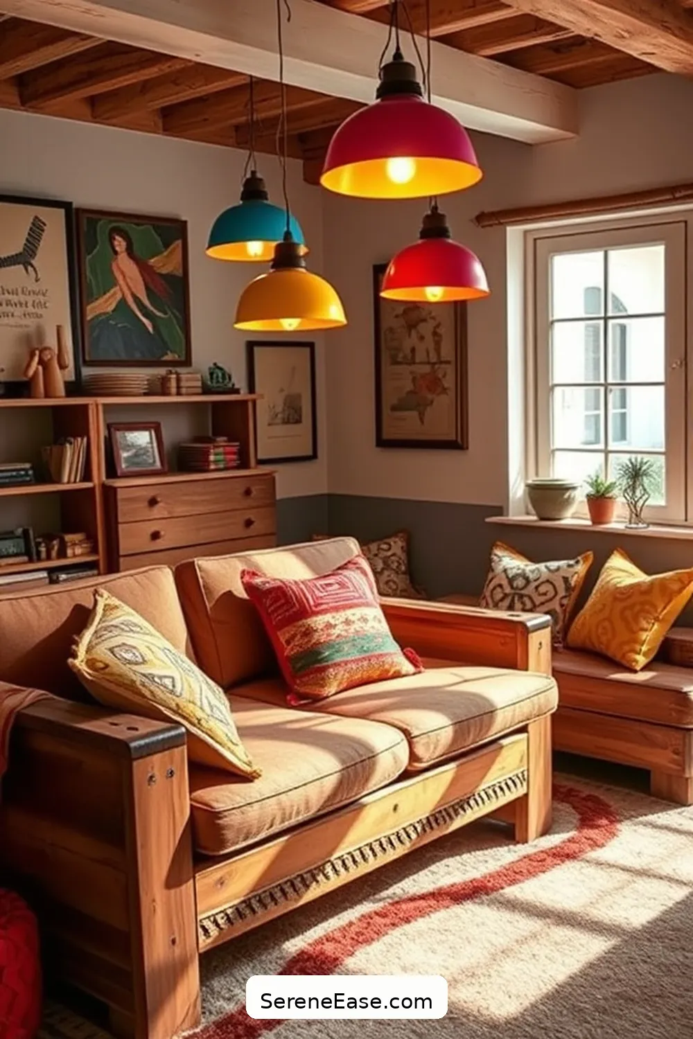 16 Ways to Incorporate Bold and Bright Colors in Your Rustic Living Room Style 8 Use Colorful Lighting Fixtures for 16 Ways to Incorporate Bold and Bright Colors in Your Rustic Living Room Style