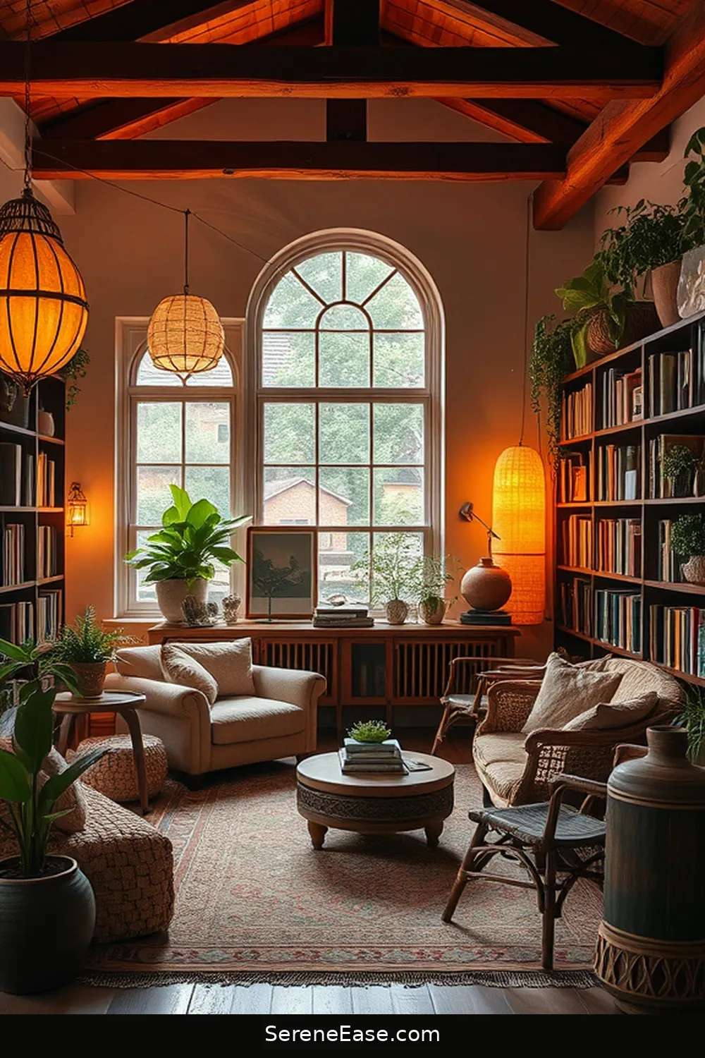 16 Ways to Incorporate Earth Tones Into Your Bohemian Library Style 14 Add Ambient Lighting With Warm Tones for 16 Ways to Incorporate Earth Tones Into Your Bohemian Library Style