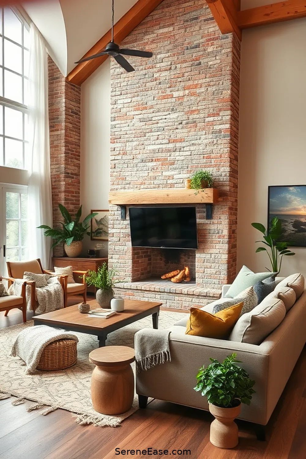 16 Ways to Incorporate Earth Tones in Your Modern Farmhouse Style Living Room 10 Utilize Stone or Brick Accents for 16 Ways to Incorporate Earth Tones in Your Modern Farmhouse Style Living Room
