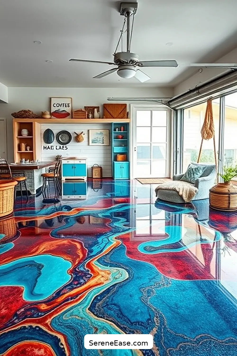 16 Ways to Incorporate Jewel Tones in Coastal Style Garages 7 Install Colorful Flooring Options for 16 Ways to Incorporate Jewel Tones in Coastal Style Garages