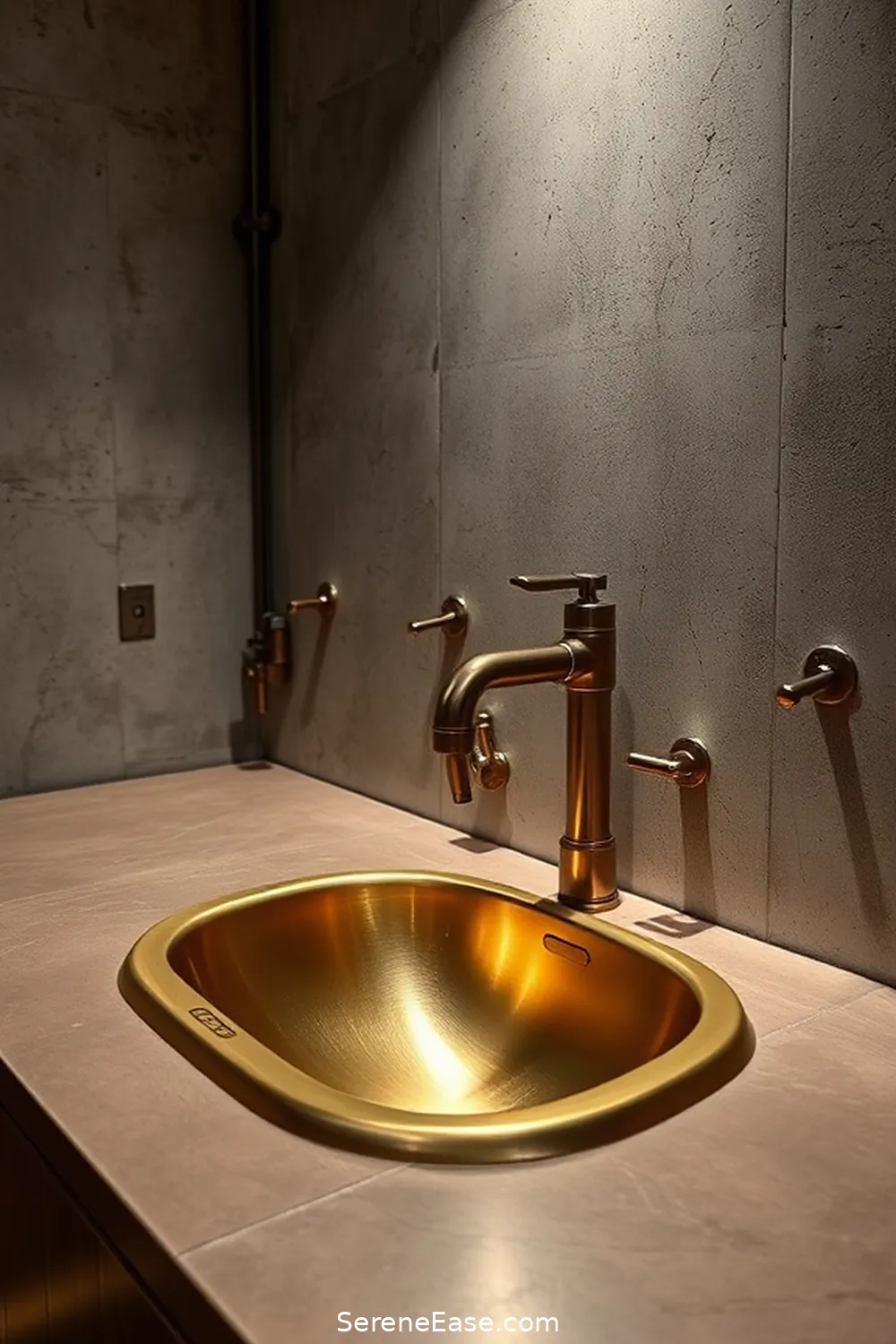 16 Ways to Incorporate Metallic Accents in Industrial Style Bathrooms 14 Install Metallic Sinks for 16 Ways to Incorporate Metallic Accents in Industrial Style Bathrooms