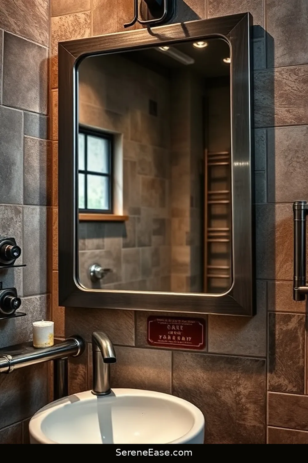 16 Ways to Incorporate Metallic Accents in Industrial Style Bathrooms 5 Use Metallic Accents in Mirrors for 16 Ways to Incorporate Metallic Accents in Industrial Style Bathrooms