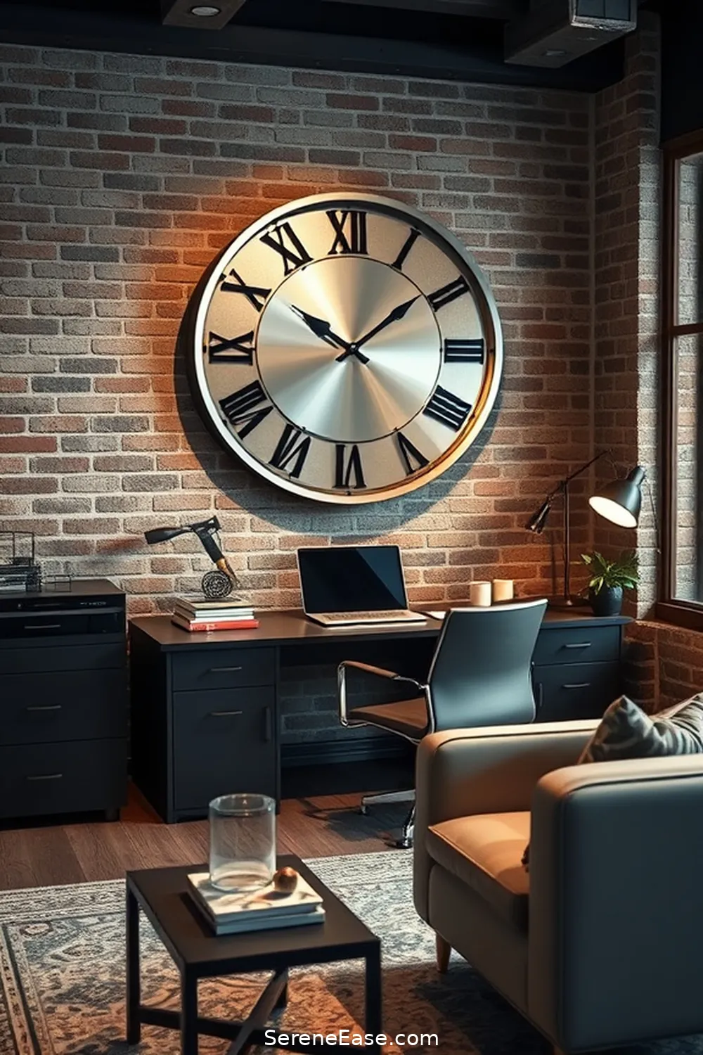 16 Ways to Incorporate Metallic Accents in Your Industrial Style Home Office 16 Metallic Wall Clocks for 16 Ways to Incorporate Metallic Accents in Your Industrial Style Home Office