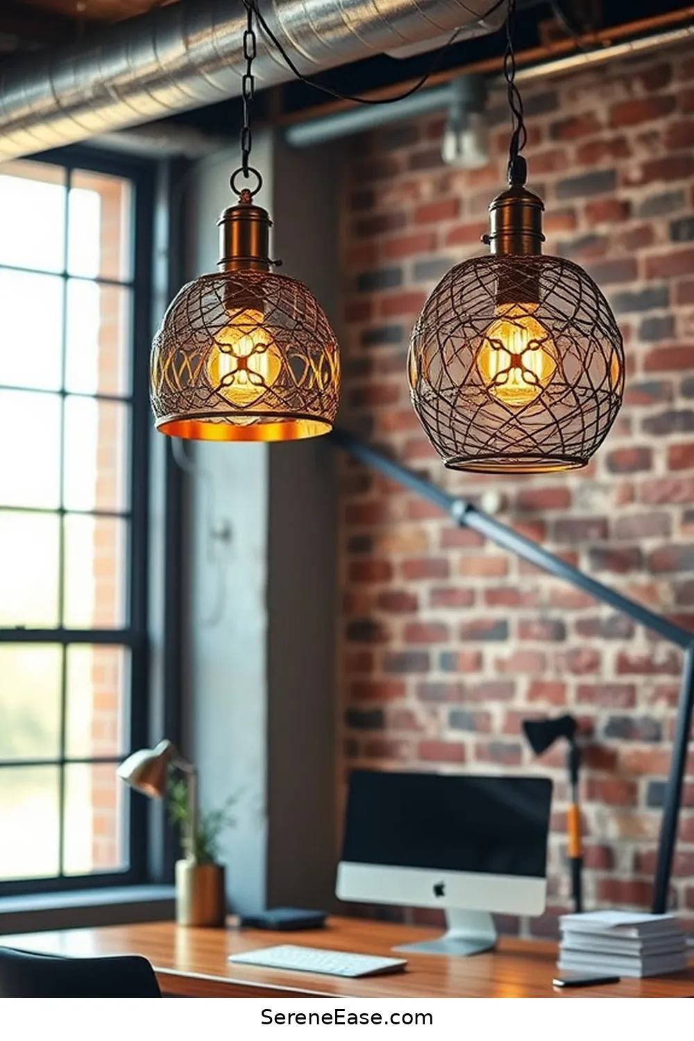 16 Ways to Incorporate Metallic Accents in Your Industrial Style Home Office 2 Statement Lighting Fixtures for 16 Ways to Incorporate Metallic Accents in Your Industrial Style Home Office
