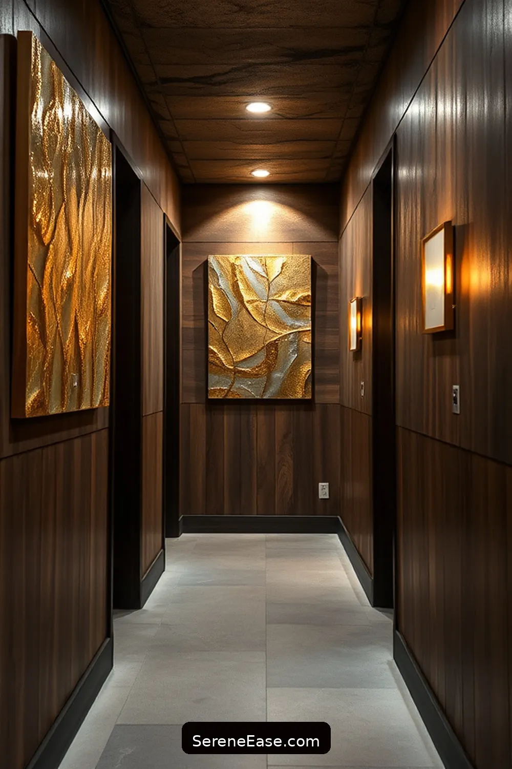 16 Ways to Incorporate Metallic Accents in a Rustic Hallway Style 7 Gold or Silver Leaf Wall Art for 16 Ways to Incorporate Metallic Accents in a Rustic Hallway Style