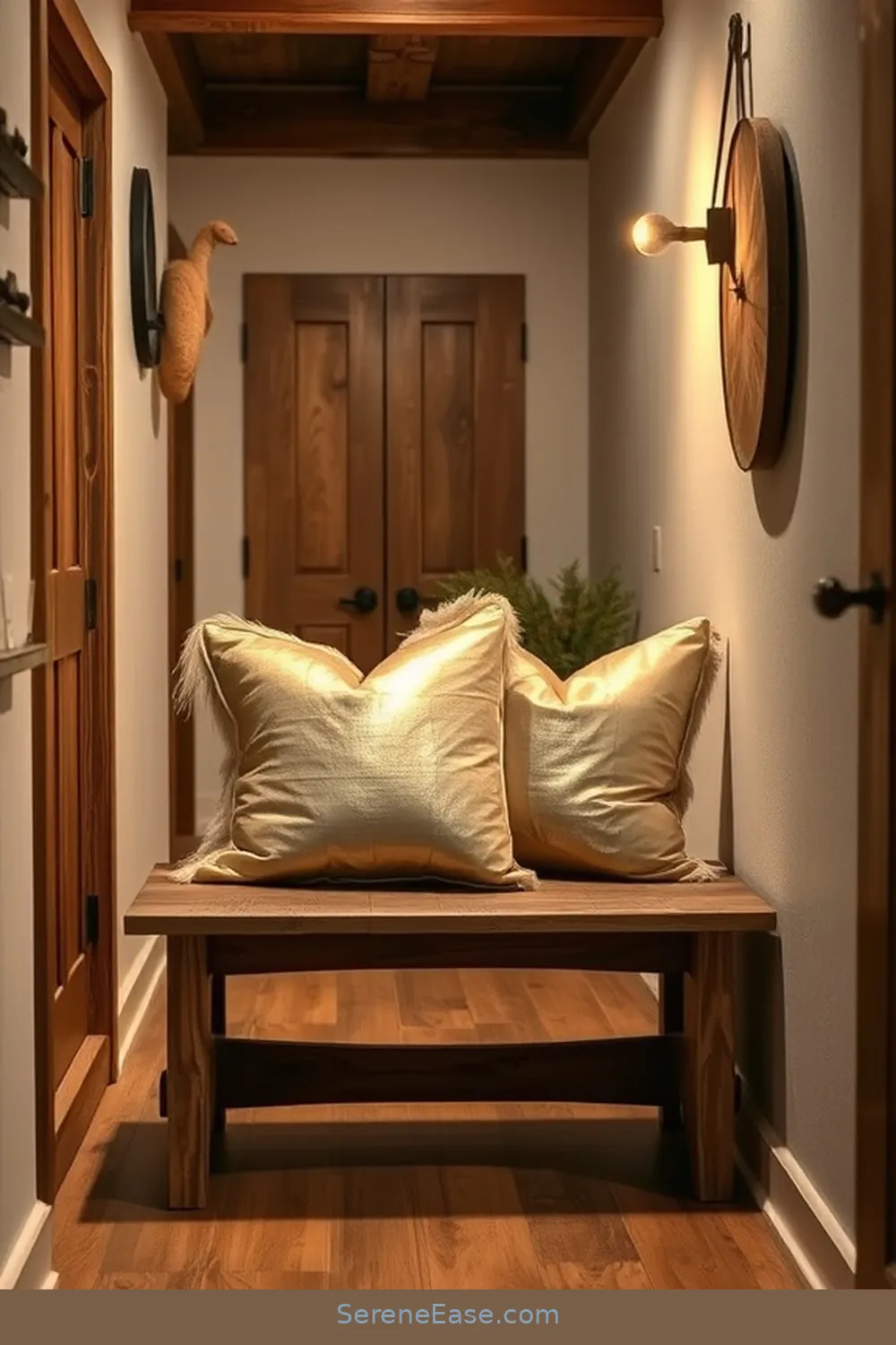 16 Ways to Incorporate Metallic Accents in a Rustic Hallway Style 11 Metallic Accented Throw Pillows for 16 Ways to Incorporate Metallic Accents in a Rustic Hallway Style