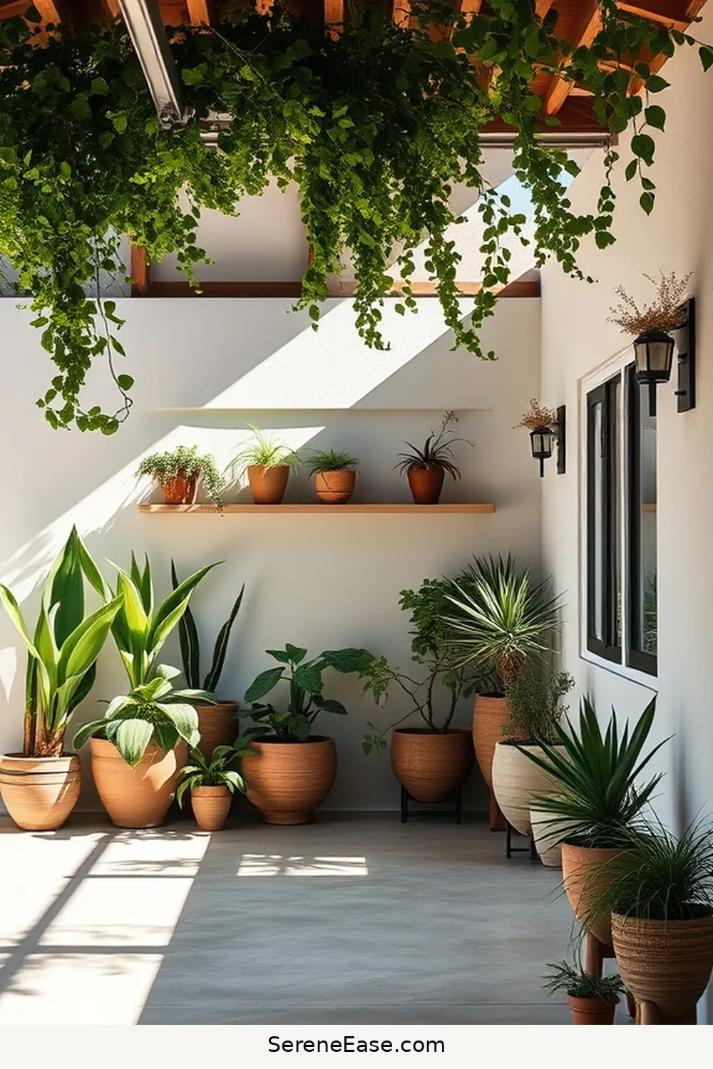 Incorporate Greenery With Potted Plants for 16 Ways to Incorporate Neutral Tones in Mid-Century Modern Garage Style