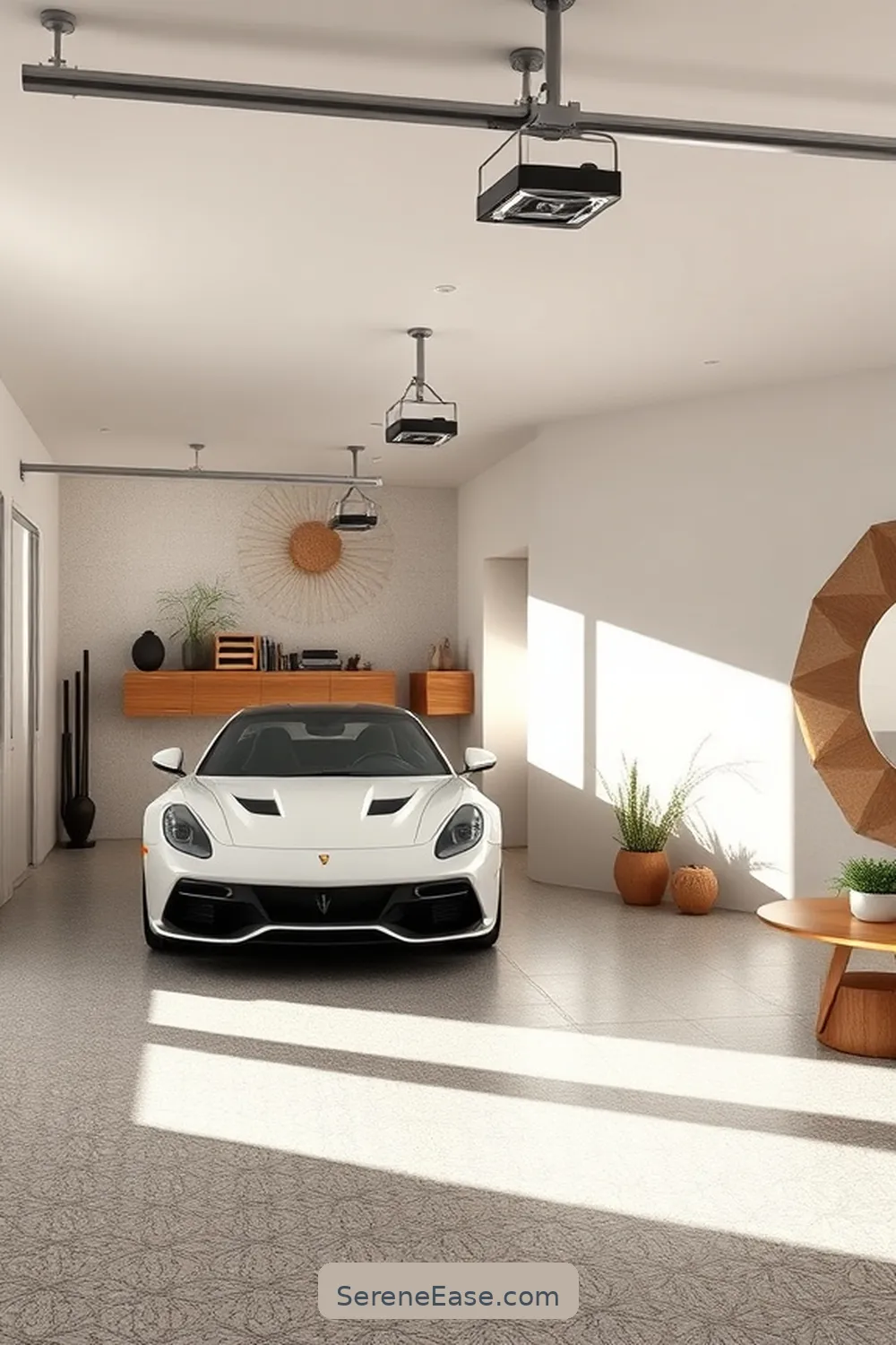 Use Simple Geometric Patterns for 16 Ways to Incorporate Neutral Tones in Mid-Century Modern Garage Style