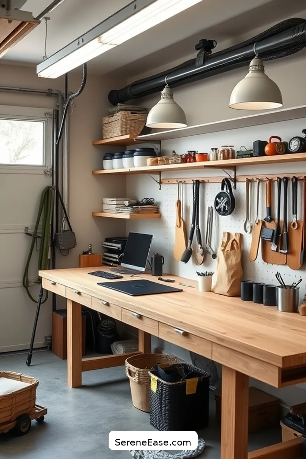 16 Ways to Incorporate Neutral Tones in Scandinavian-Style Garages 11 Select a Sleek Workbench Design for 16 Ways to Incorporate Neutral Tones in Scandinavian-Style Garages