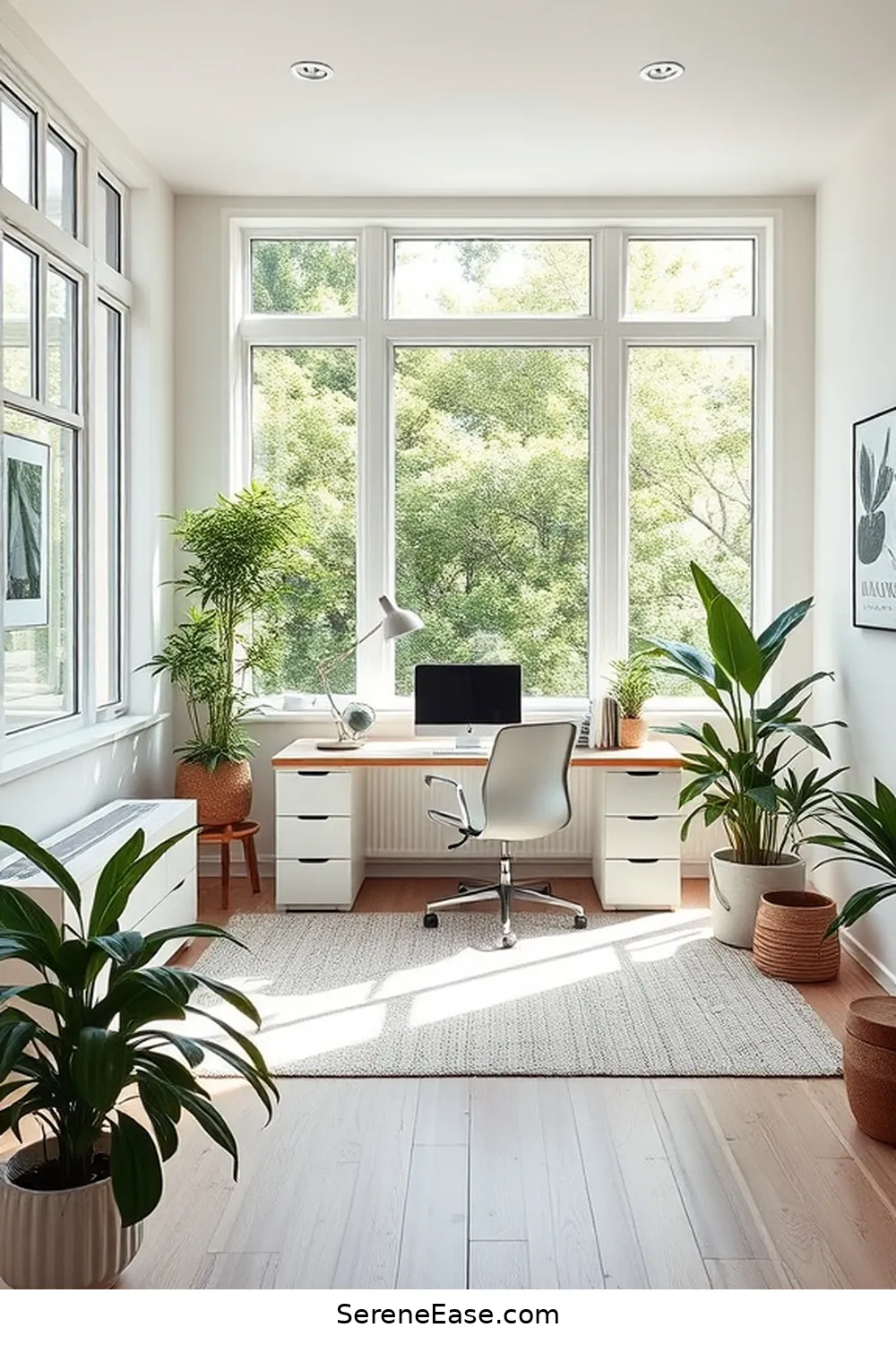 Add Greenery for 16 Ways to Incorporate Neutral Tones in Scandinavian Style Home Offices