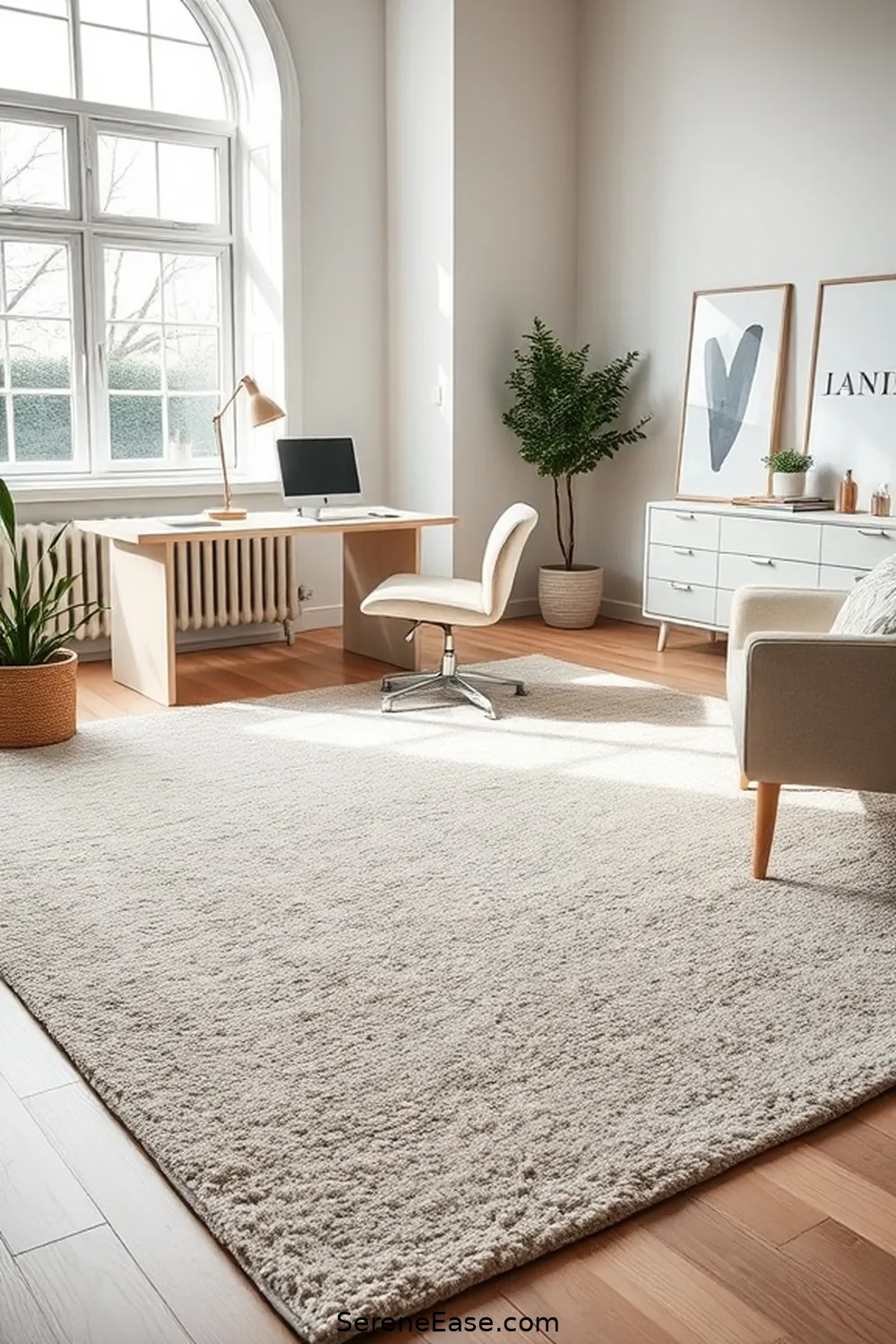 Use Area Rugs for 16 Ways to Incorporate Neutral Tones in Scandinavian Style Home Offices