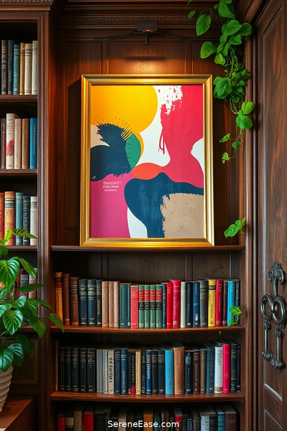 16 Ways to Infuse Bold and Bright Colors Into Rustic Library Style 5 Add Colorful Artwork and Prints for 16 Ways to Infuse Bold and Bright Colors Into Rustic Library Style