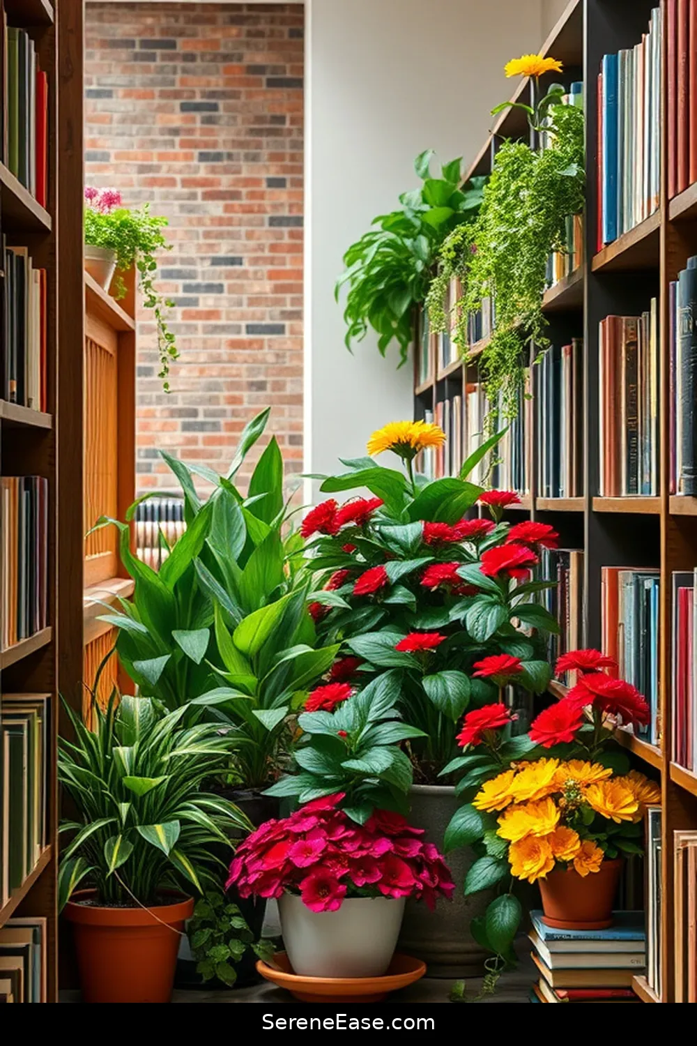 16 Ways to Infuse Bold and Bright Colors Into Rustic Library Style 11 Incorporate Bright Plants and Flowers for 16 Ways to Infuse Bold and Bright Colors Into Rustic Library Style