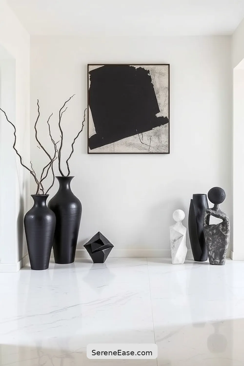 16 Ways to Style a Black and White Mid-Century Modern Entryway 9 Include Sculptural Accessories for 16 Ways to Style a Black and White Mid-Century Modern Entryway