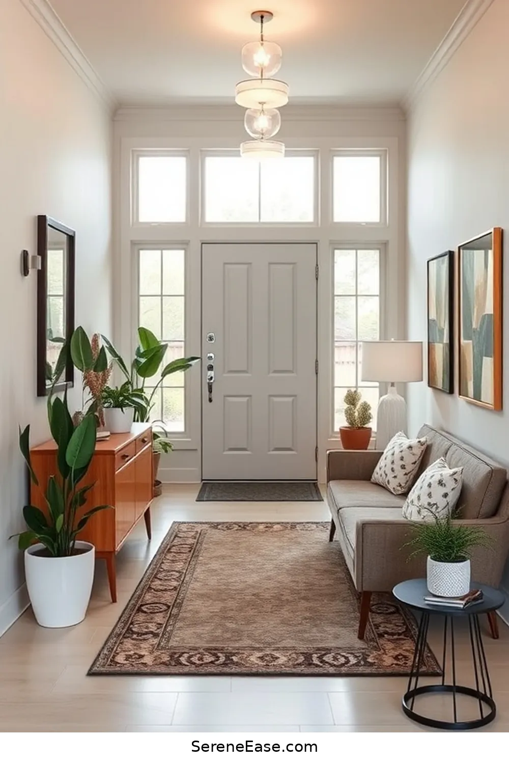 16 Ways to Style a Black and White Mid-Century Modern Entryway 17 Keep It Clutter-Free for 16 Ways to Style a Black and White Mid-Century Modern Entryway