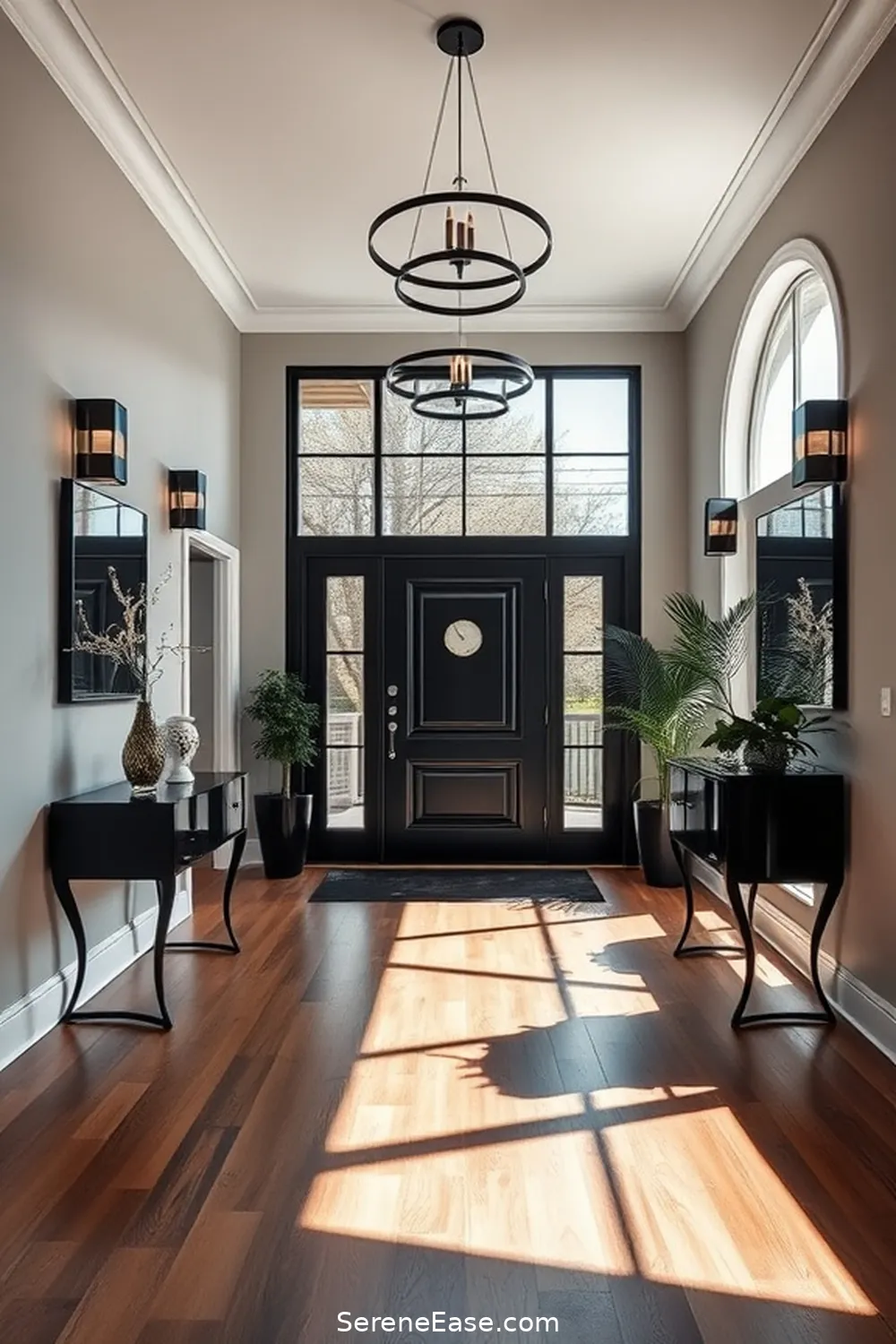 16 Ways to Style a Black and White Mid-Century Modern Entryway 5 Opt for Mid-Century Lighting Fixtures for 16 Ways to Style a Black and White Mid-Century Modern Entryway