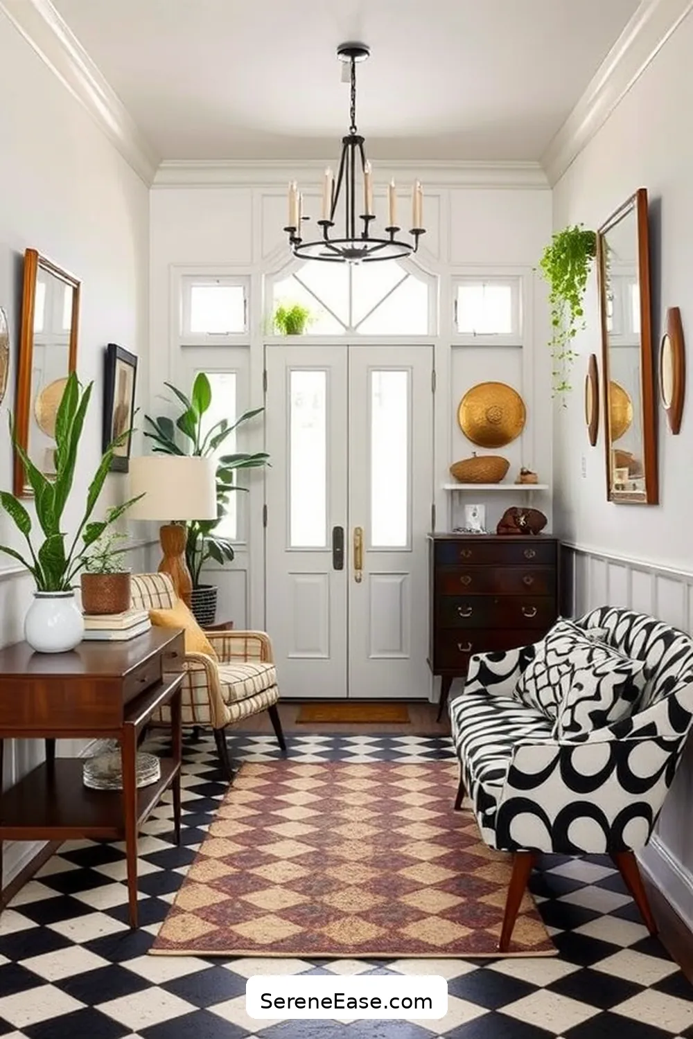 16 Ways to Style a Black and White Mid-Century Modern Entryway 15 Showcase Vintage Finds for 16 Ways to Style a Black and White Mid-Century Modern Entryway