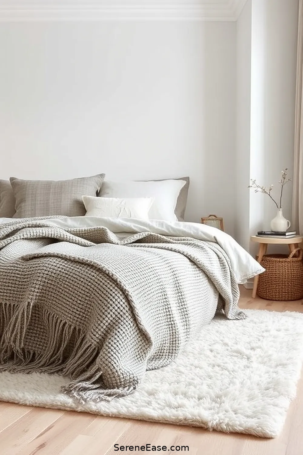 16 Ways to Use Neutral Tones in a Scandinavian Style Bedroom 6 Add Textured Fabrics for 16 Ways to Use Neutral Tones in a Scandinavian Style Bedroom