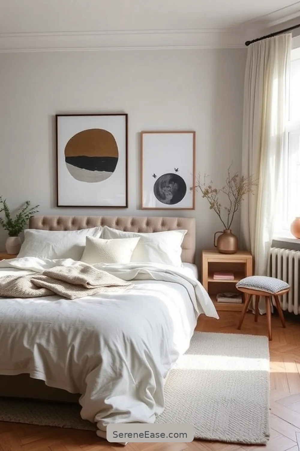 16 Ways to Use Neutral Tones in a Scandinavian Style Bedroom 8 Incorporate Statement Art Pieces for 16 Ways to Use Neutral Tones in a Scandinavian Style Bedroom
