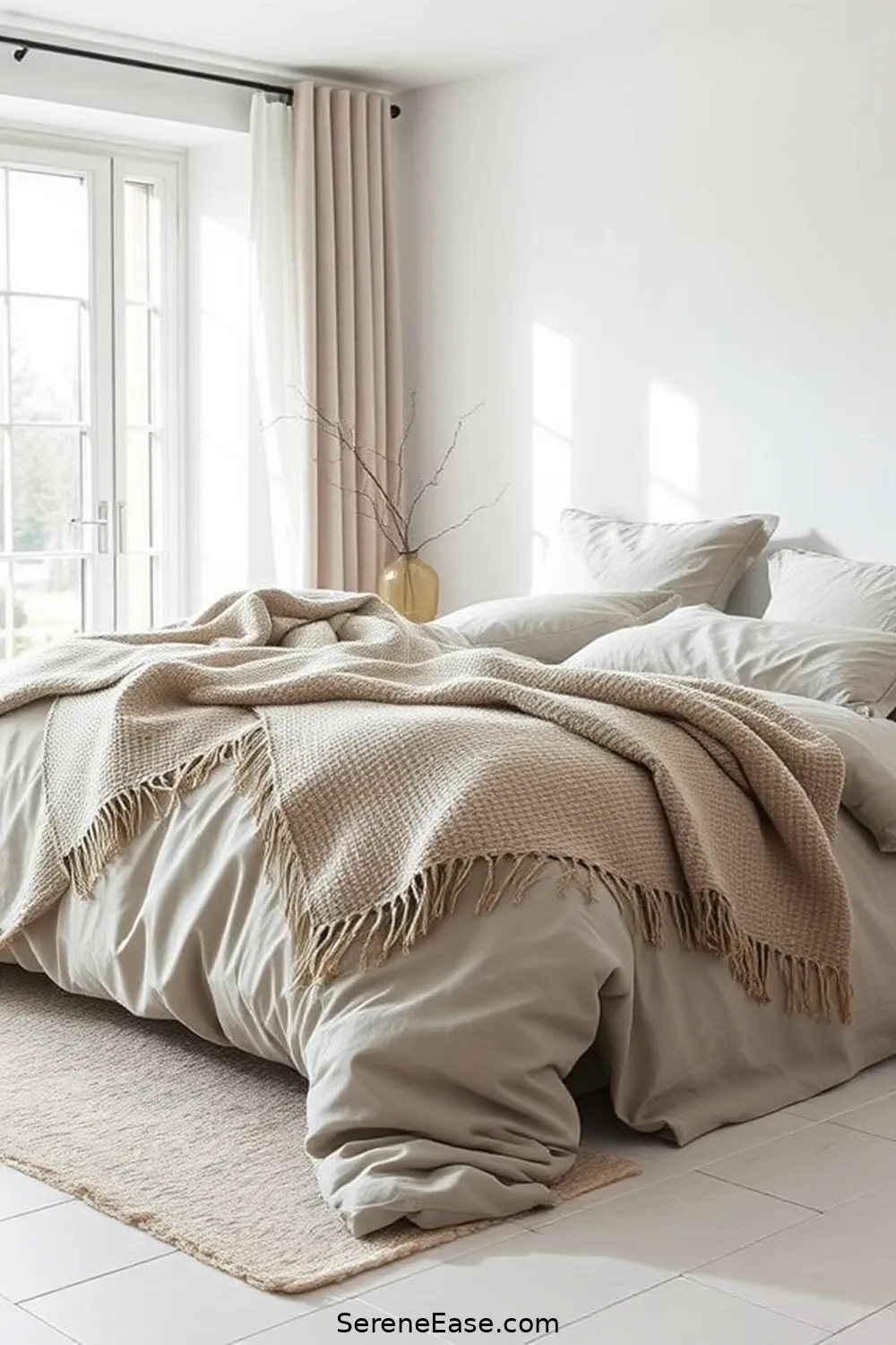 16 Ways to Use Neutral Tones in a Scandinavian Style Bedroom 5 Opt for Minimalist Bedding for 16 Ways to Use Neutral Tones in a Scandinavian Style Bedroom