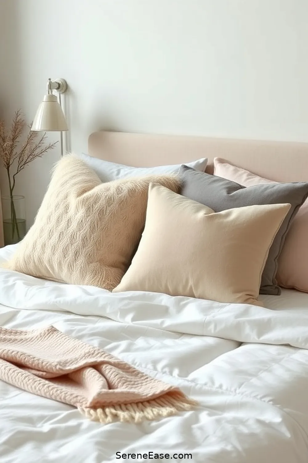 16 Ways to Use Neutral Tones in a Scandinavian Style Bedroom 13 Use Decorative Pillows for 16 Ways to Use Neutral Tones in a Scandinavian Style Bedroom