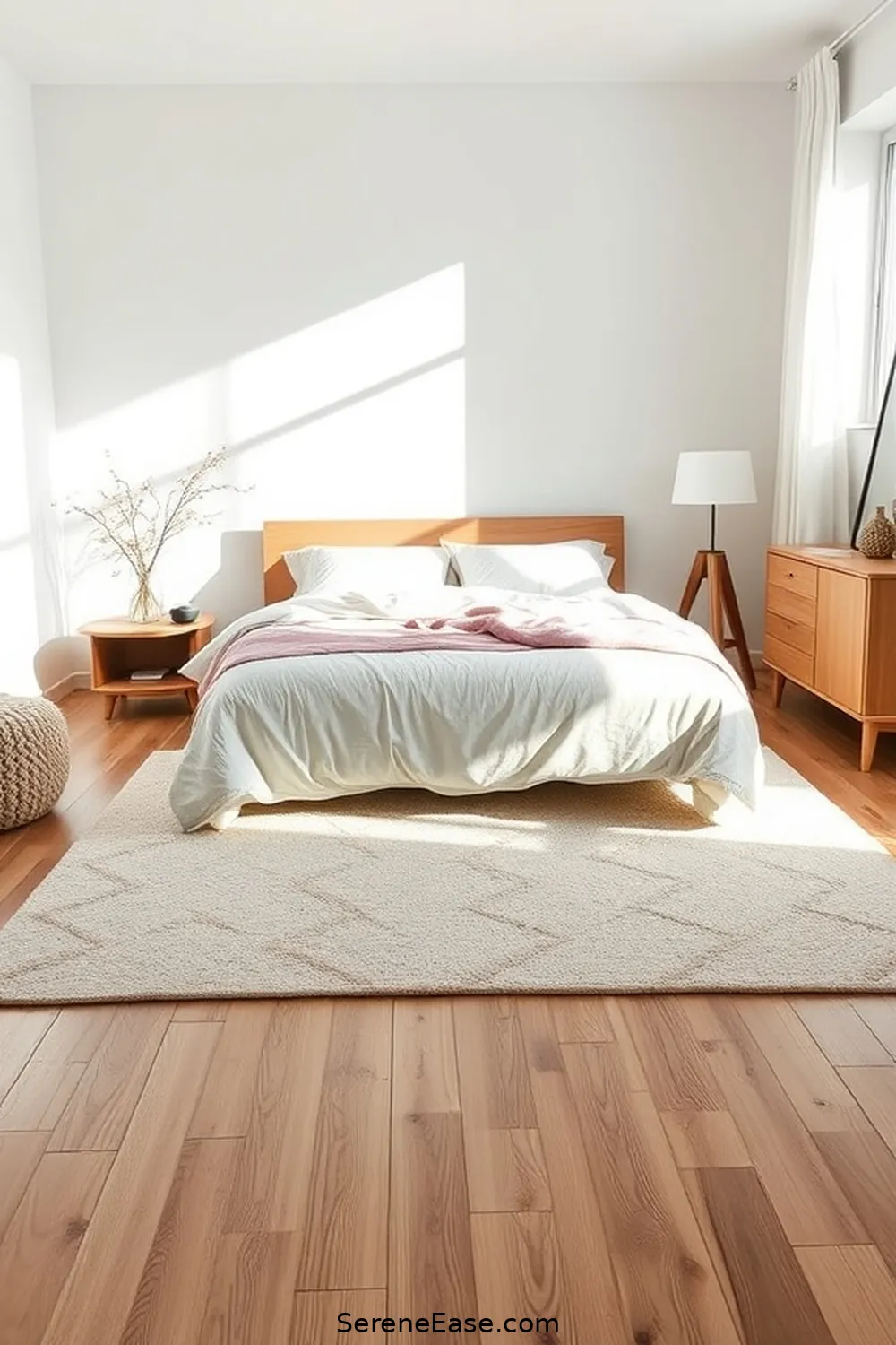 16 Ways to Use Neutral Tones in a Scandinavian Style Bedroom 7 Use Neutral Area Rugs for 16 Ways to Use Neutral Tones in a Scandinavian Style Bedroom