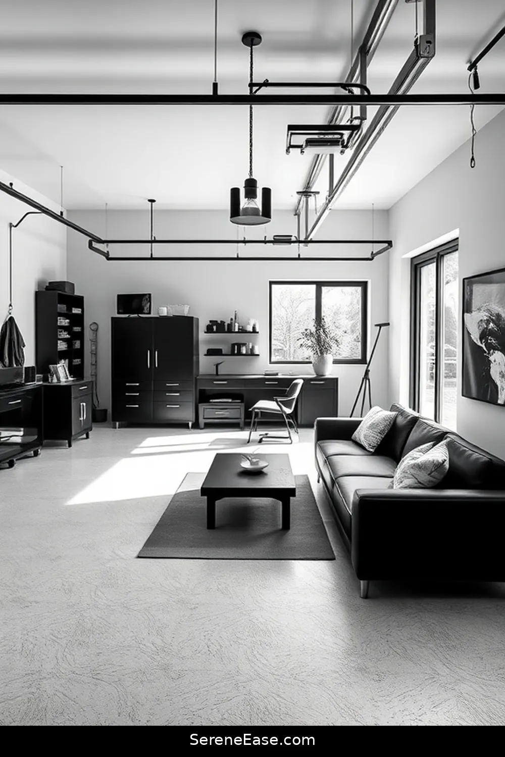 17 Essential Tips for a Black and White Minimalist Style Garage 7 Opt for Minimalist Furniture for 17 Essential Tips for a Black and White Minimalist Style Garage