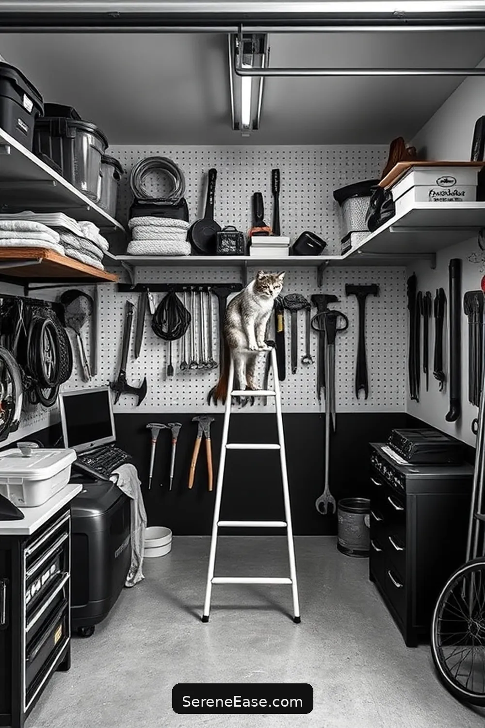 17 Essential Tips for a Black and White Minimalist Style Garage 6 Utilize Vertical Space for 17 Essential Tips for a Black and White Minimalist Style Garage