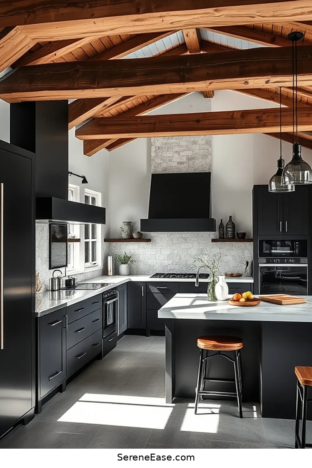 17 Stunning Black and White Rustic Style Kitchen Ideas 6 Monochrome Color Palette With Natural Elements for 17 Stunning Black and White Rustic Style Kitchen Ideas