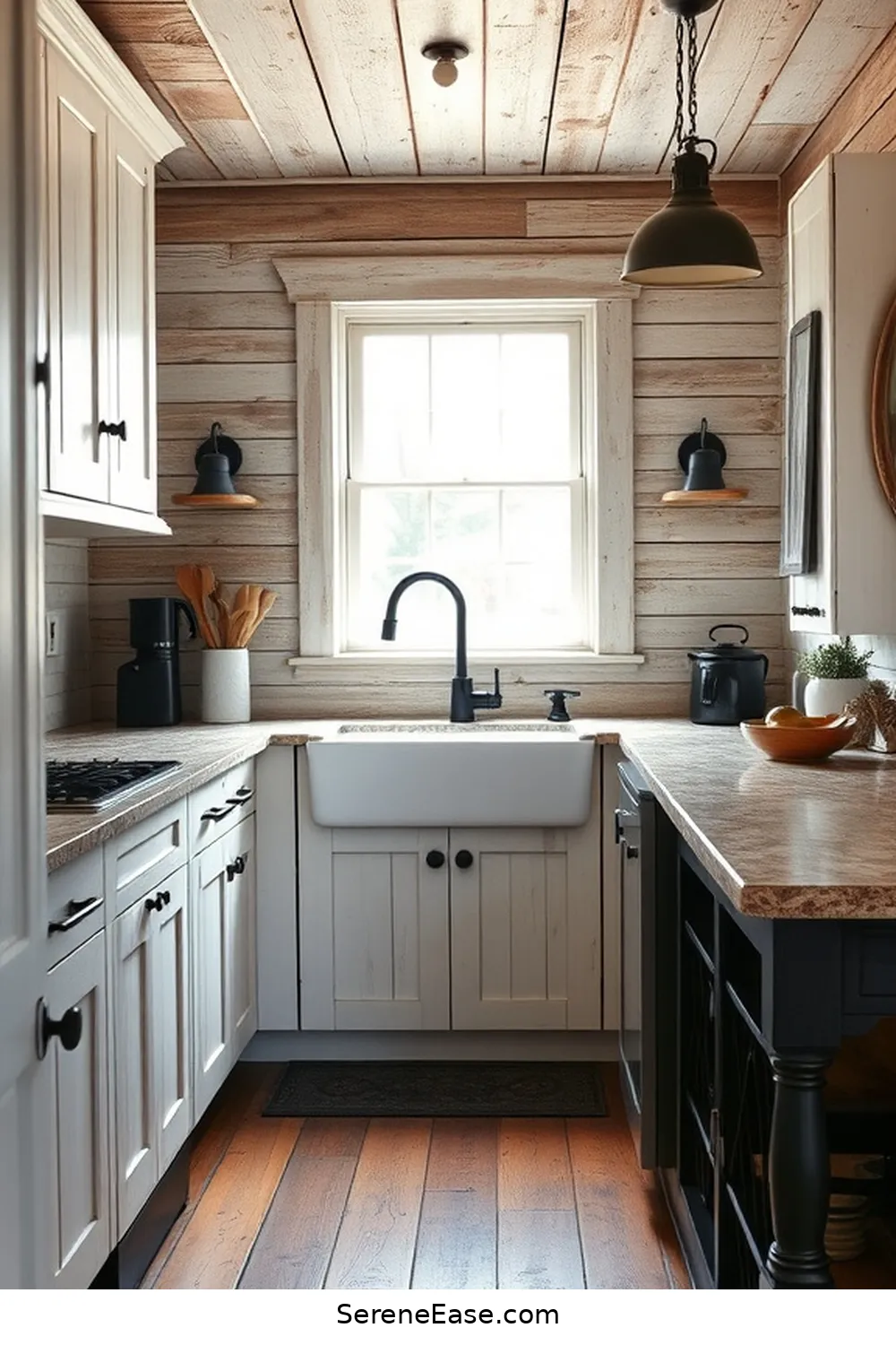17 Stunning Black and White Rustic Style Kitchen Ideas 10 Whitewashed Finishes and Black Fixtures for 17 Stunning Black and White Rustic Style Kitchen Ideas