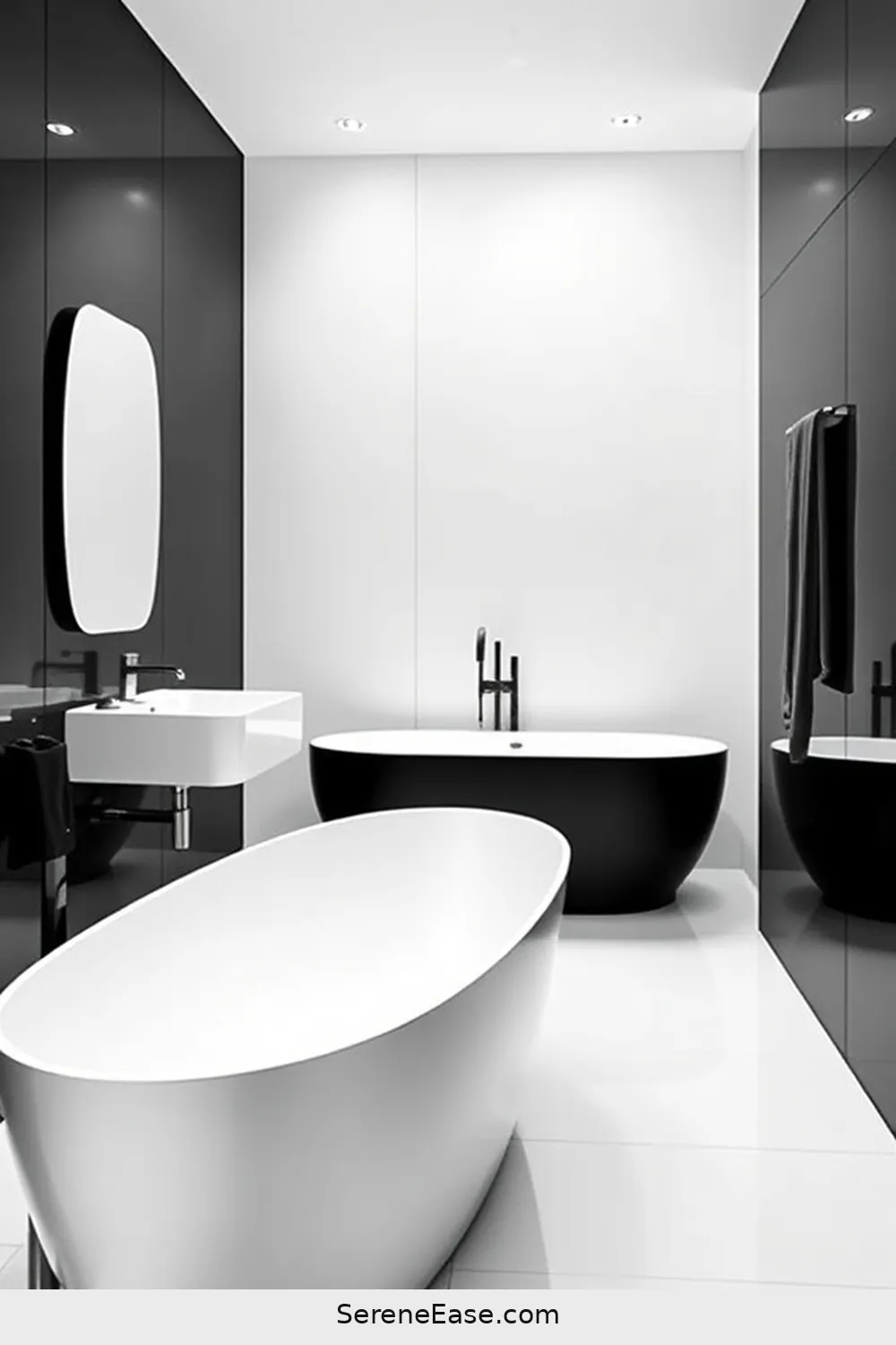 17 Stunning Ideas for a Black and White Minimalist Bathroom Style 11 Clean Lines in Design for 17 Stunning Ideas for a Black and White Minimalist Bathroom Style