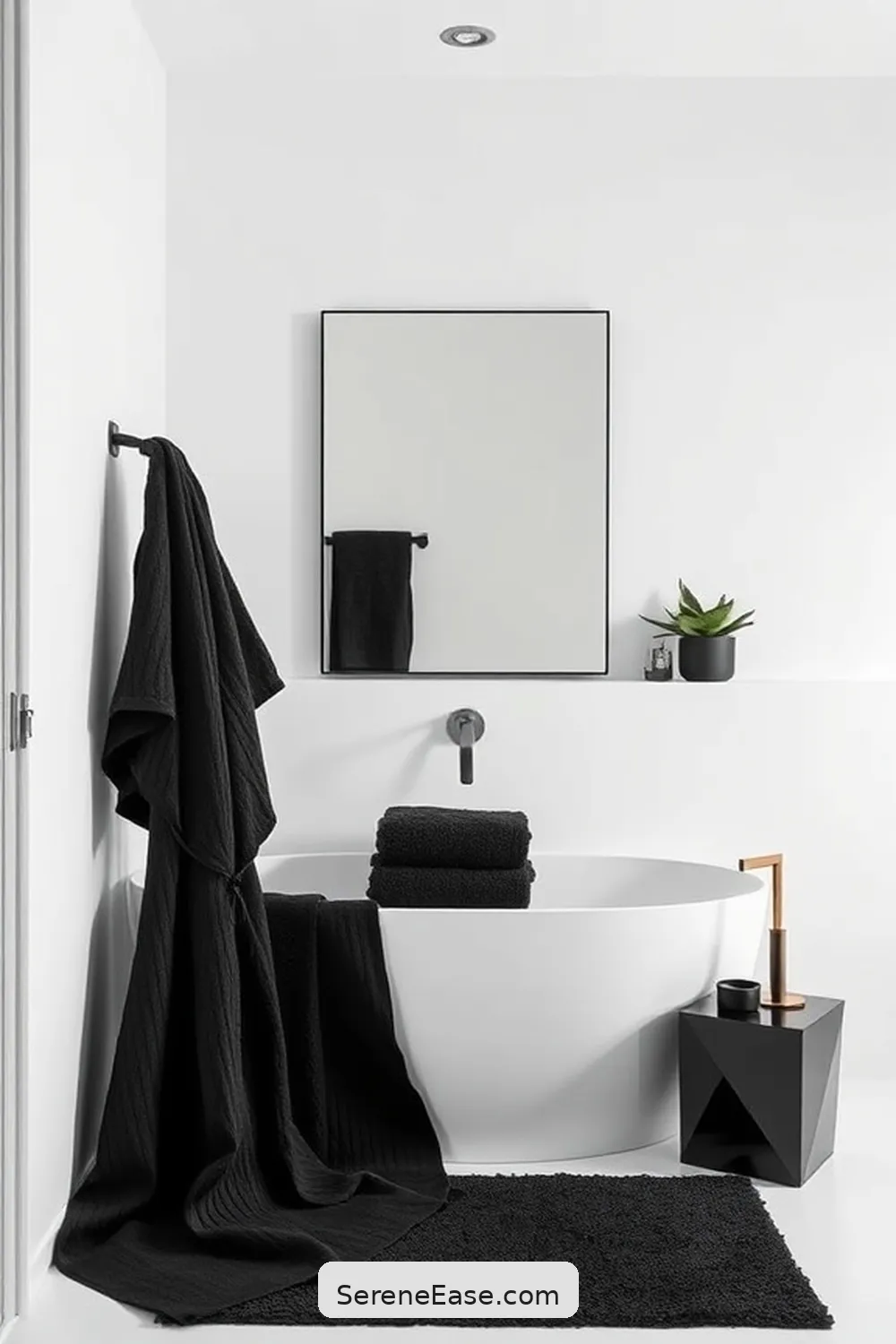 17 Stunning Ideas for a Black and White Minimalist Bathroom Style 10 Textured Black Textiles for 17 Stunning Ideas for a Black and White Minimalist Bathroom Style