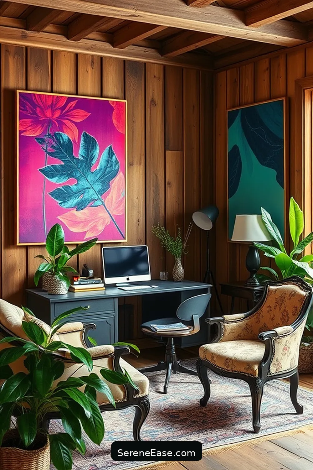 17 Stunning Ways to Incorporate Jewel Tones in Rustic Home Office Style 4 Add Colorful Artwork for 17 Stunning Ways to Incorporate Jewel Tones in Rustic Home Office Style