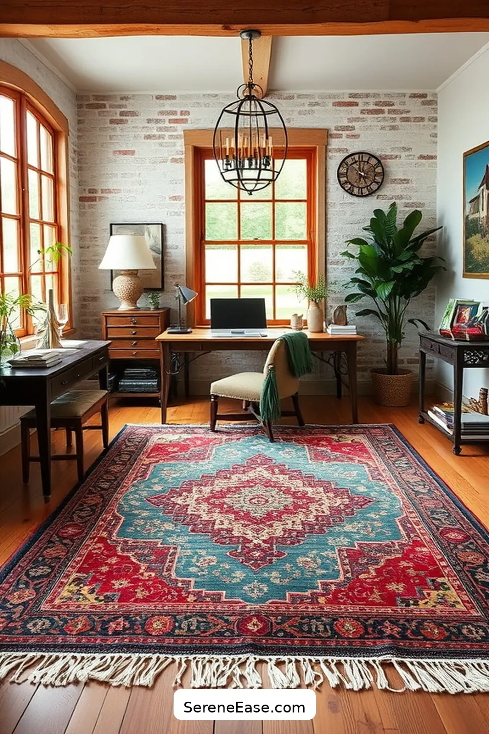 17 Stunning Ways to Incorporate Jewel Tones in Rustic Home Office Style 8 Decorate With Colorful Rugs for 17 Stunning Ways to Incorporate Jewel Tones in Rustic Home Office Style