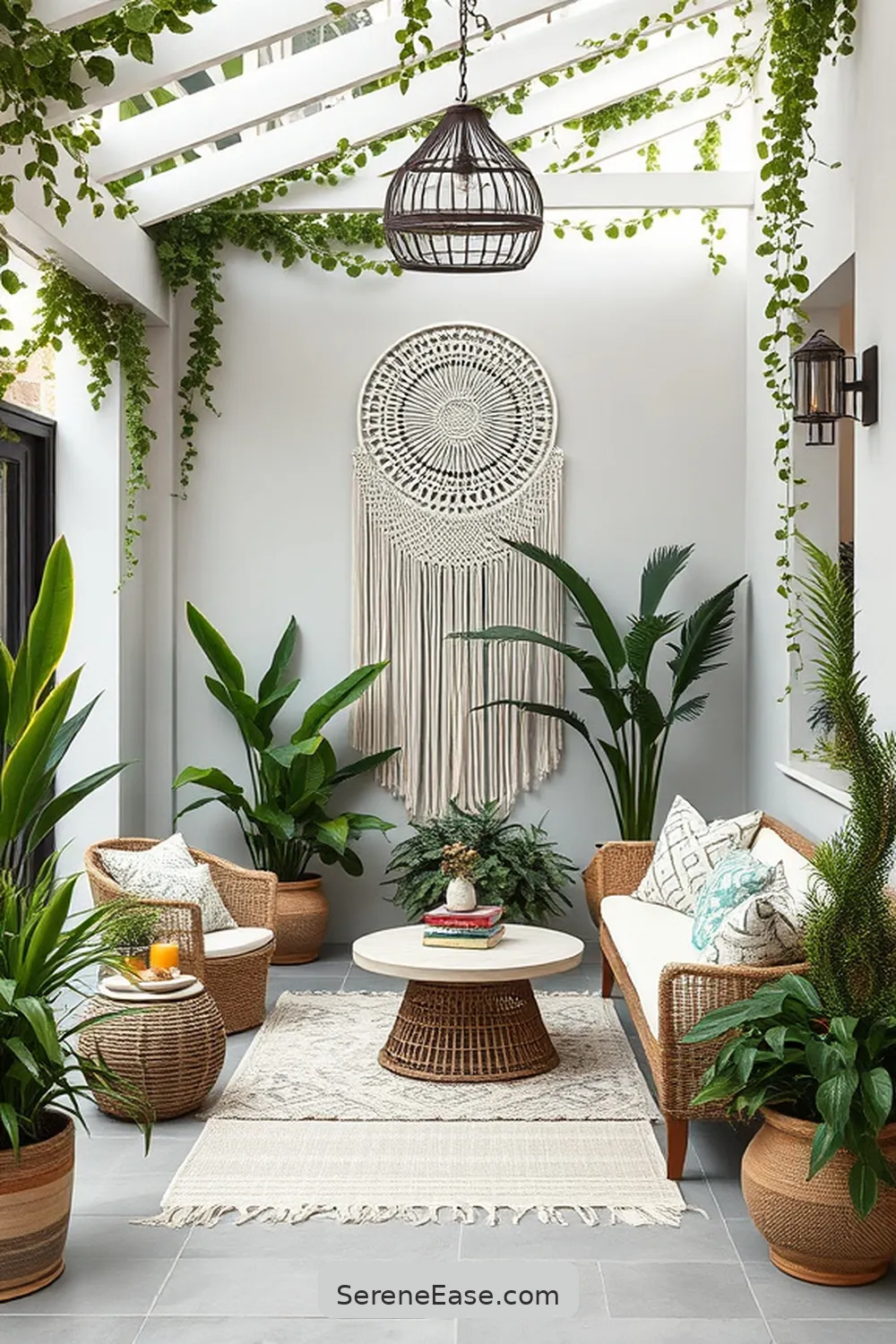 17 Ways to Achieve Monochromatic Bohemian Style for Your Outdoor Patio 7 Hang Macramé Wall Art for 17 Ways to Achieve Monochromatic Bohemian Style for Your Outdoor Patio