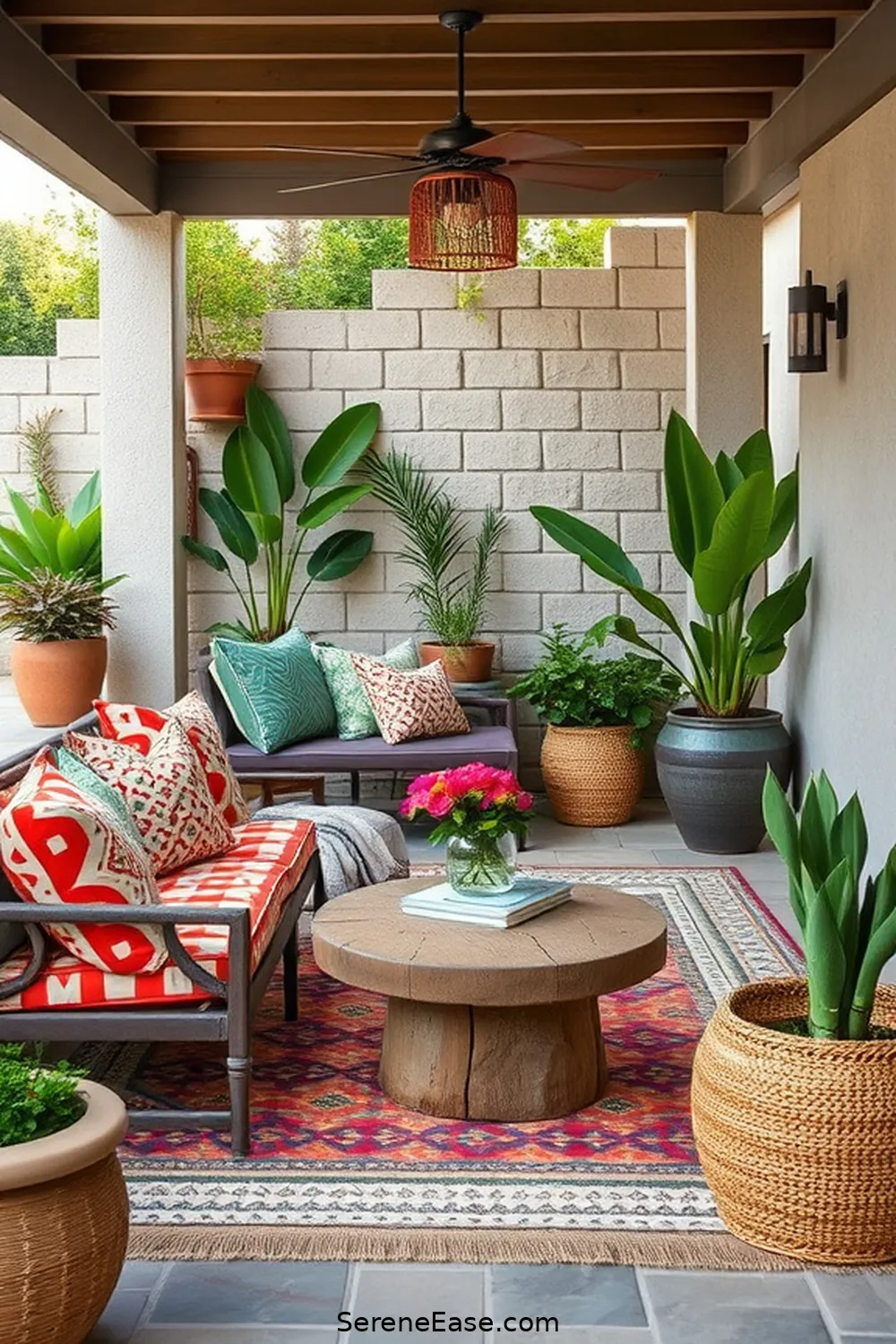 17 Ways to Achieve Monochromatic Bohemian Style for Your Outdoor Patio 11 Mix Patterns With Purpose for 17 Ways to Achieve Monochromatic Bohemian Style for Your Outdoor Patio