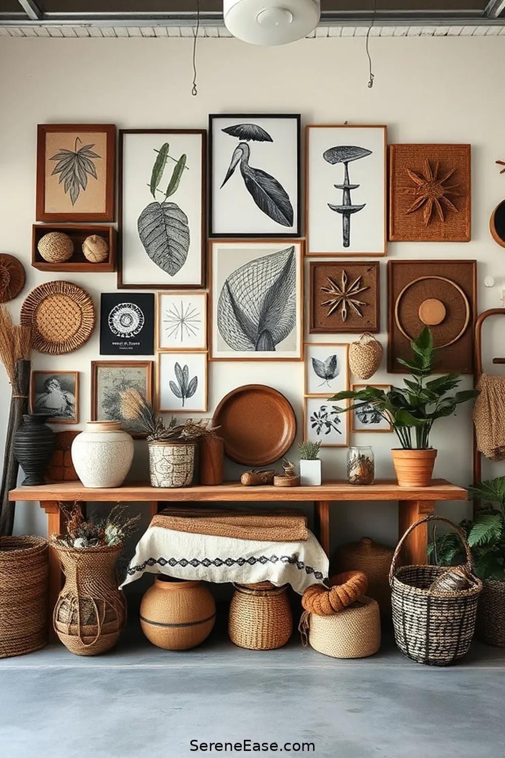 17 Ways to Achieve Monochromatic Bohemian Style in Your Garage 6 Create a Feature Wall With Art for 17 Ways to Achieve Monochromatic Bohemian Style in Your Garage