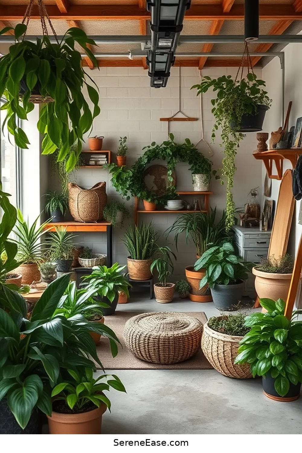 17 Ways to Achieve Monochromatic Bohemian Style in Your Garage 7 Incorporate Plants for a Lively Touch for 17 Ways to Achieve Monochromatic Bohemian Style in Your Garage