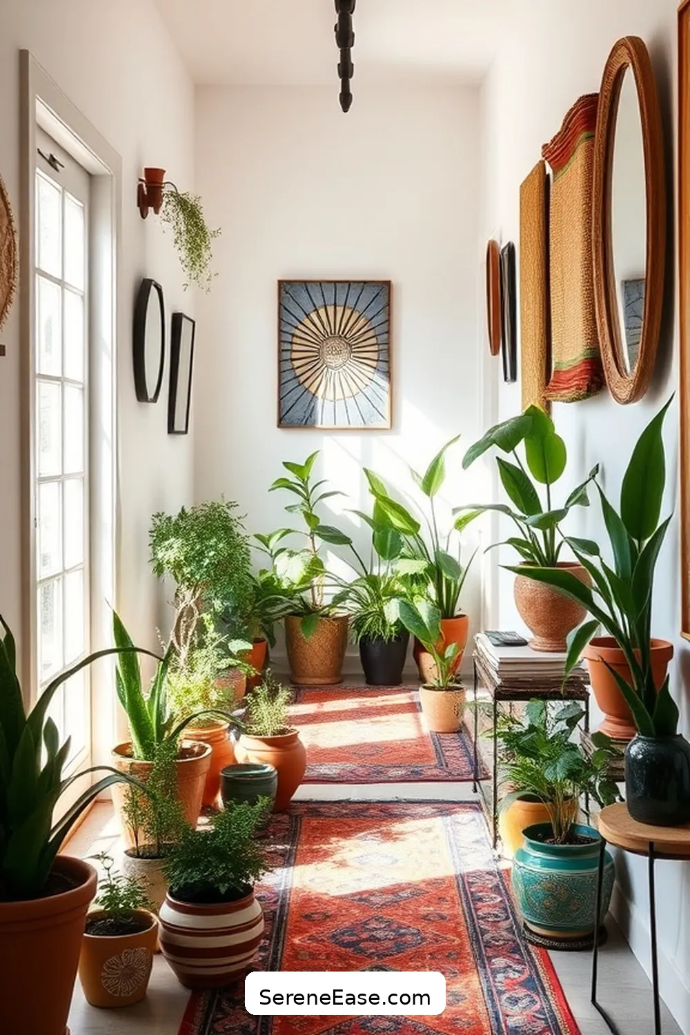 17 Ways to Create Bold and Bright Bohemian Style in Your Hallway 6 Add Potted Plants for 17 Ways to Create Bold and Bright Bohemian Style in Your Hallway