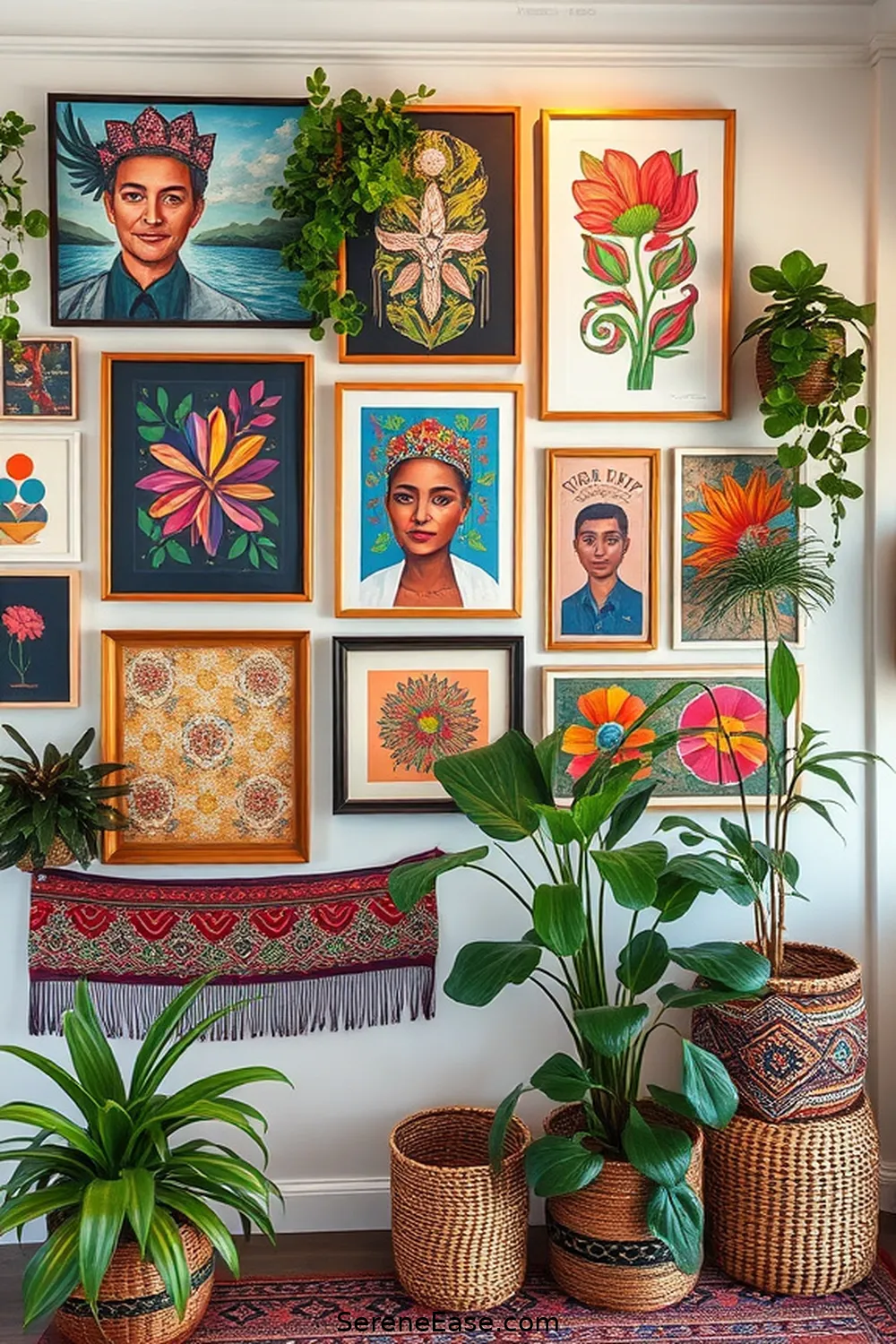 17 Ways to Create Bold and Bright Bohemian Style in Your Hallway 7 Create a Gallery Wall for 17 Ways to Create Bold and Bright Bohemian Style in Your Hallway