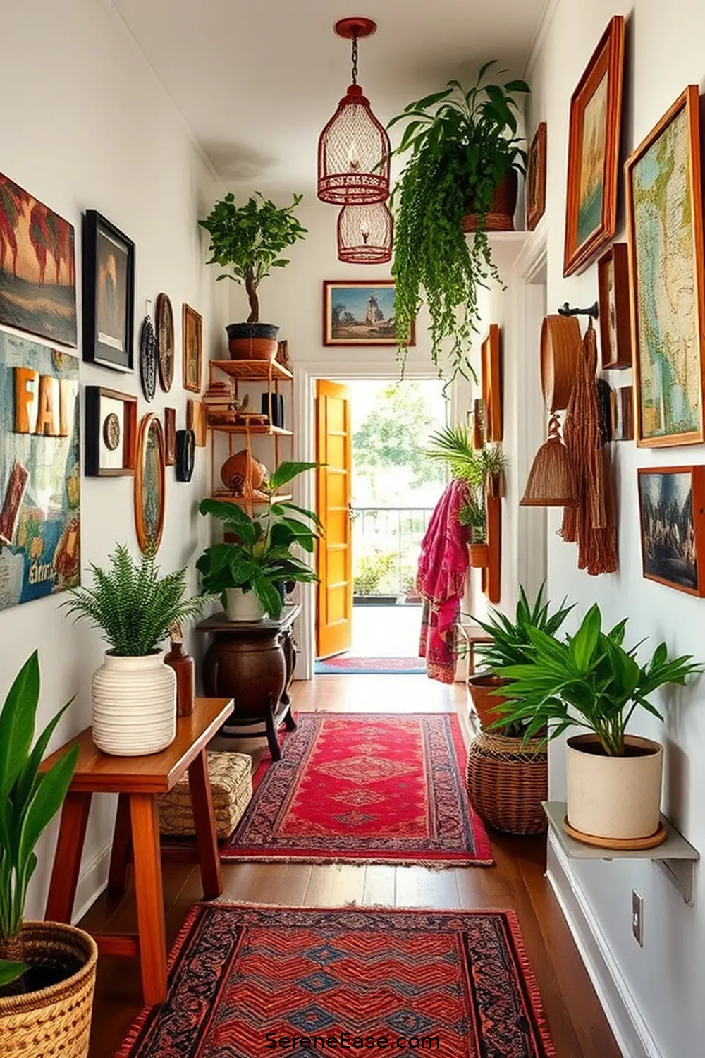17 Ways to Create Bold and Bright Bohemian Style in Your Hallway 13 Display Travel Souvenirs for 17 Ways to Create Bold and Bright Bohemian Style in Your Hallway