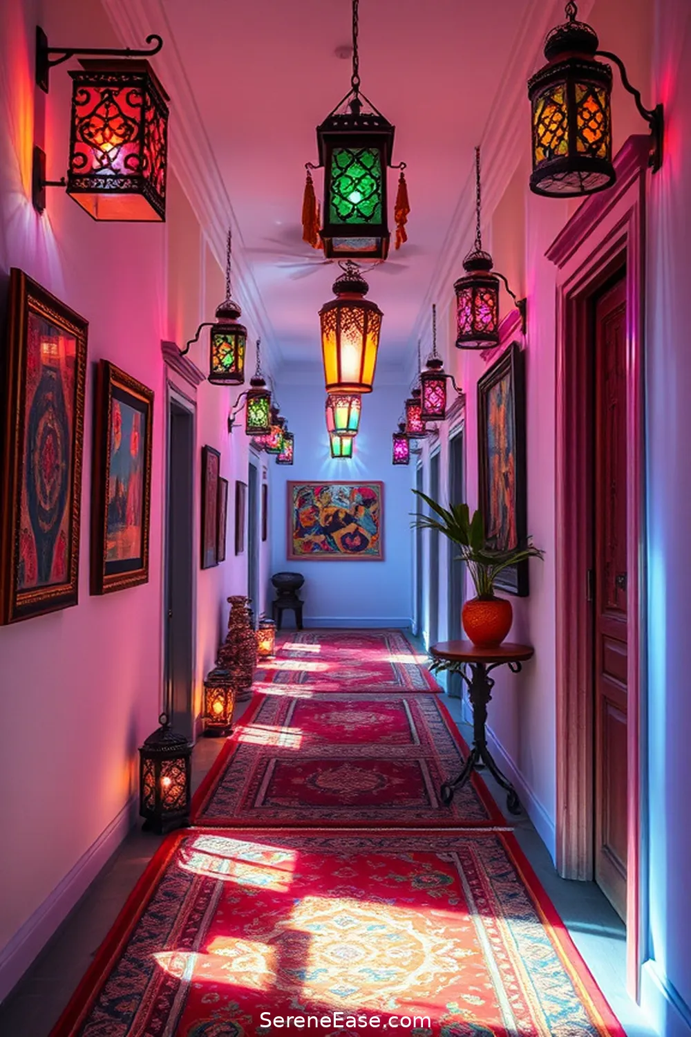 17 Ways to Create Bold and Bright Bohemian Style in Your Hallway 8 Play With Lighting for 17 Ways to Create Bold and Bright Bohemian Style in Your Hallway