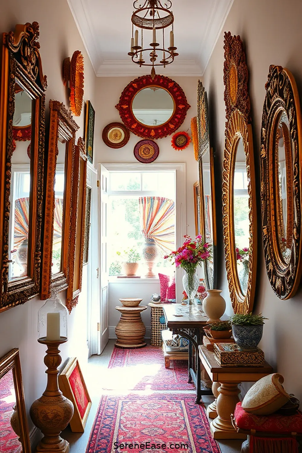 17 Ways to Create Bold and Bright Bohemian Style in Your Hallway 5 Use Eclectic Mirrors for 17 Ways to Create Bold and Bright Bohemian Style in Your Hallway