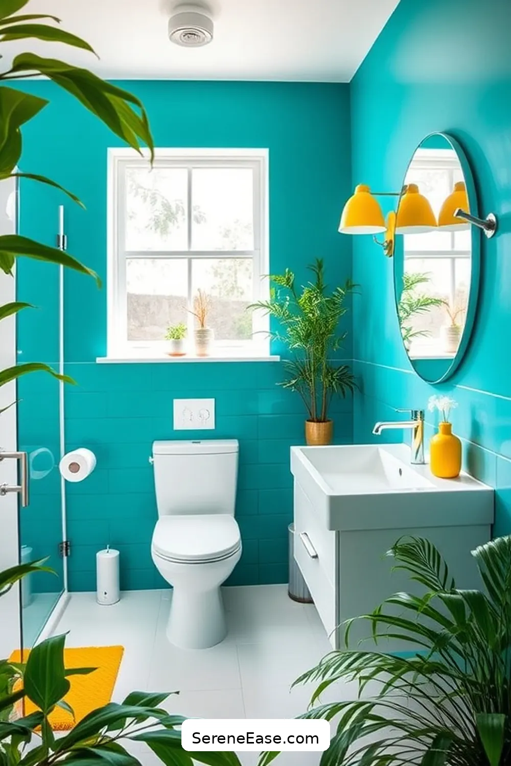 17 Ways to Incorporate Bold Colors in Bright Minimalist Bathroom Style 2 Choose a Statement Wall Color for 17 Ways to Incorporate Bold Colors in Bright Minimalist Bathroom Style