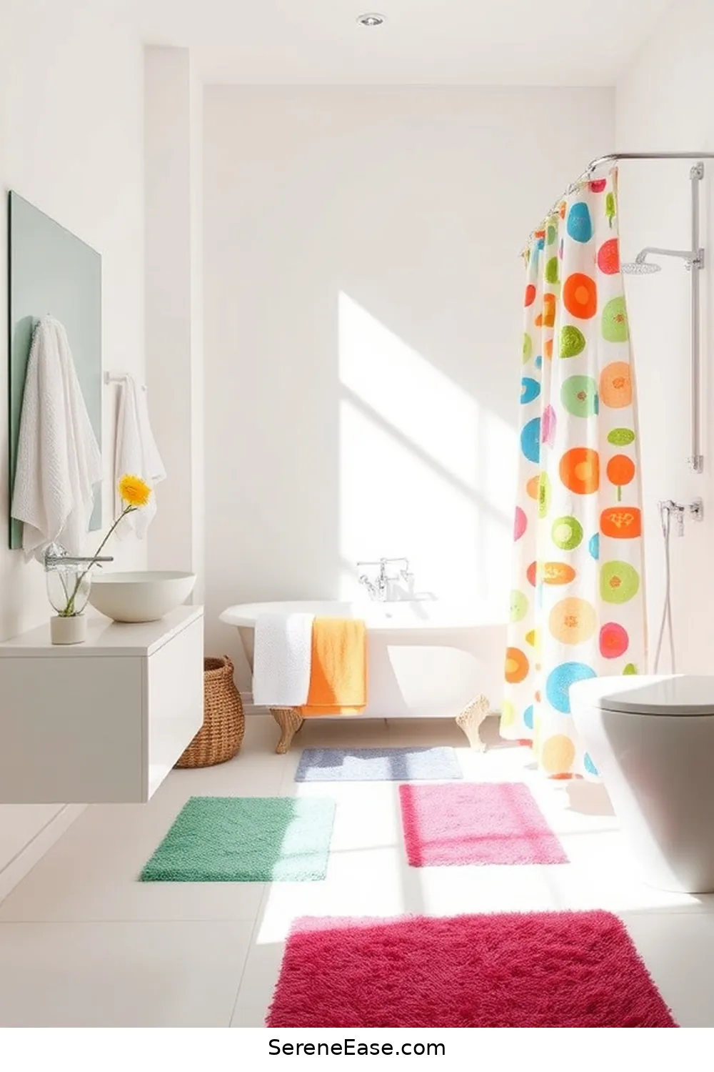 17 Ways to Incorporate Bold Colors in Bright Minimalist Bathroom Style 7 Incorporate Bright Linens for 17 Ways to Incorporate Bold Colors in Bright Minimalist Bathroom Style