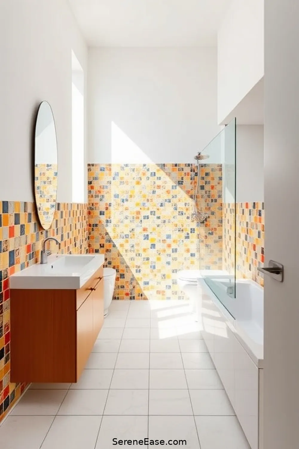 17 Ways to Incorporate Bold Colors in Bright Minimalist Bathroom Style 3 Install Colorful Tiles for 17 Ways to Incorporate Bold Colors in Bright Minimalist Bathroom Style