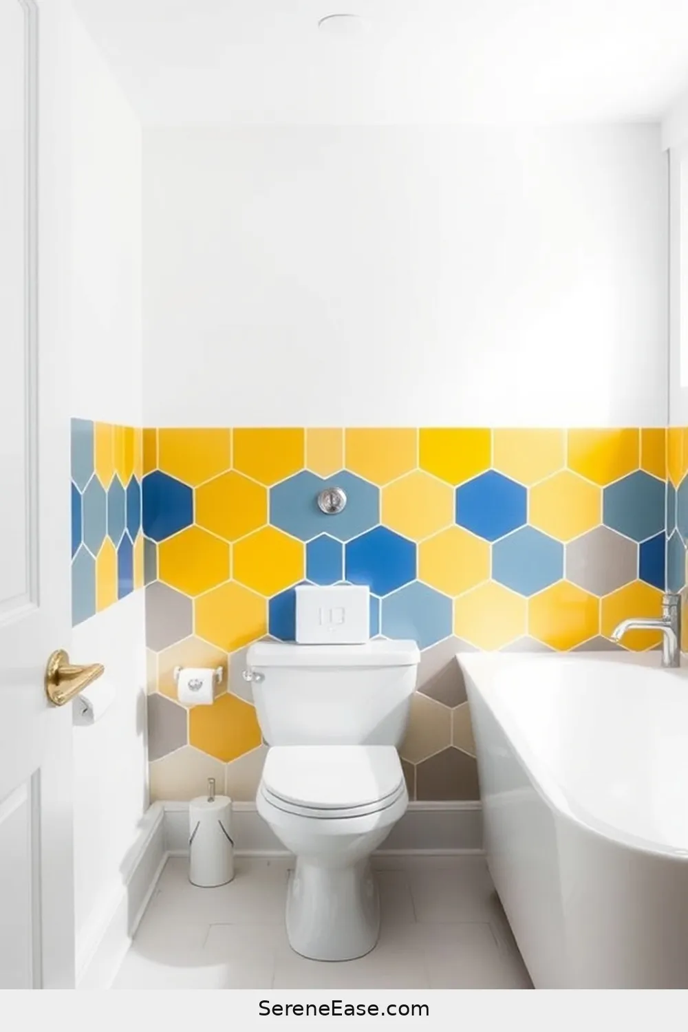 17 Ways to Incorporate Bold Colors in Bright Minimalist Bathroom Style 15 Install a Bold Backsplash for 17 Ways to Incorporate Bold Colors in Bright Minimalist Bathroom Style